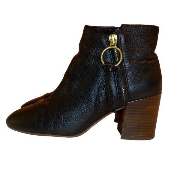 FRANCO SARTO Callahan black leather block heel ankle booties - Size 6.5M - Picture 1 of 11